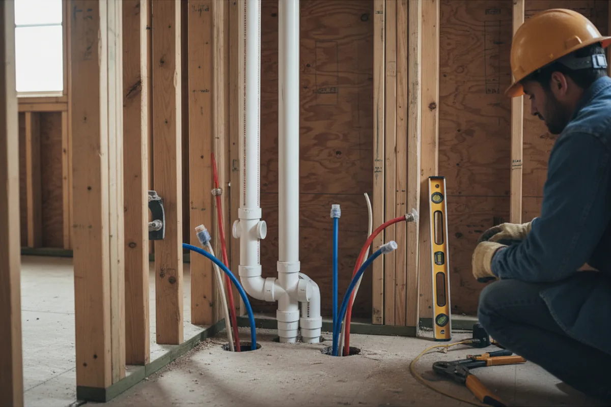 Drain and supply rough-in during Sump Pump Repair in Polson